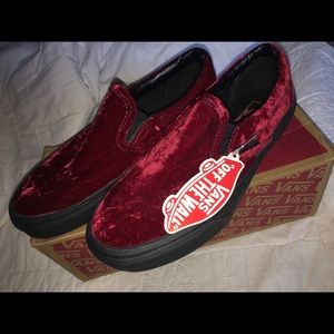 Red velvet slip on vans!!